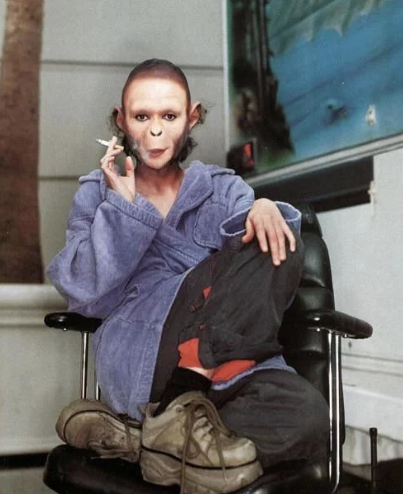 “Helena Bonham Carter on set of  ‘Planet of the Apes’, 2001.”